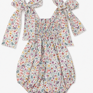Ranita de Bebé Estampado Floral y Cachemir con Lazos – Paloma de la O