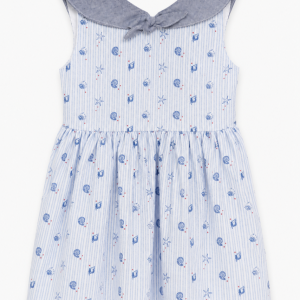 Vestido Marinero Tejano con Estampado de Caracolas y Cuello Solapa para Niña – BBZ Creaciones