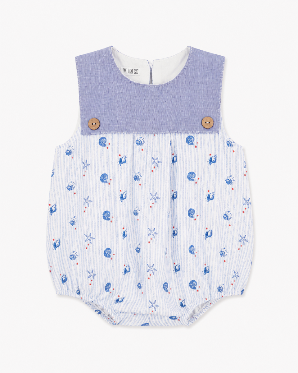 Pelele infantil para niño con motivos marinos color azul – BBZ Creaciones