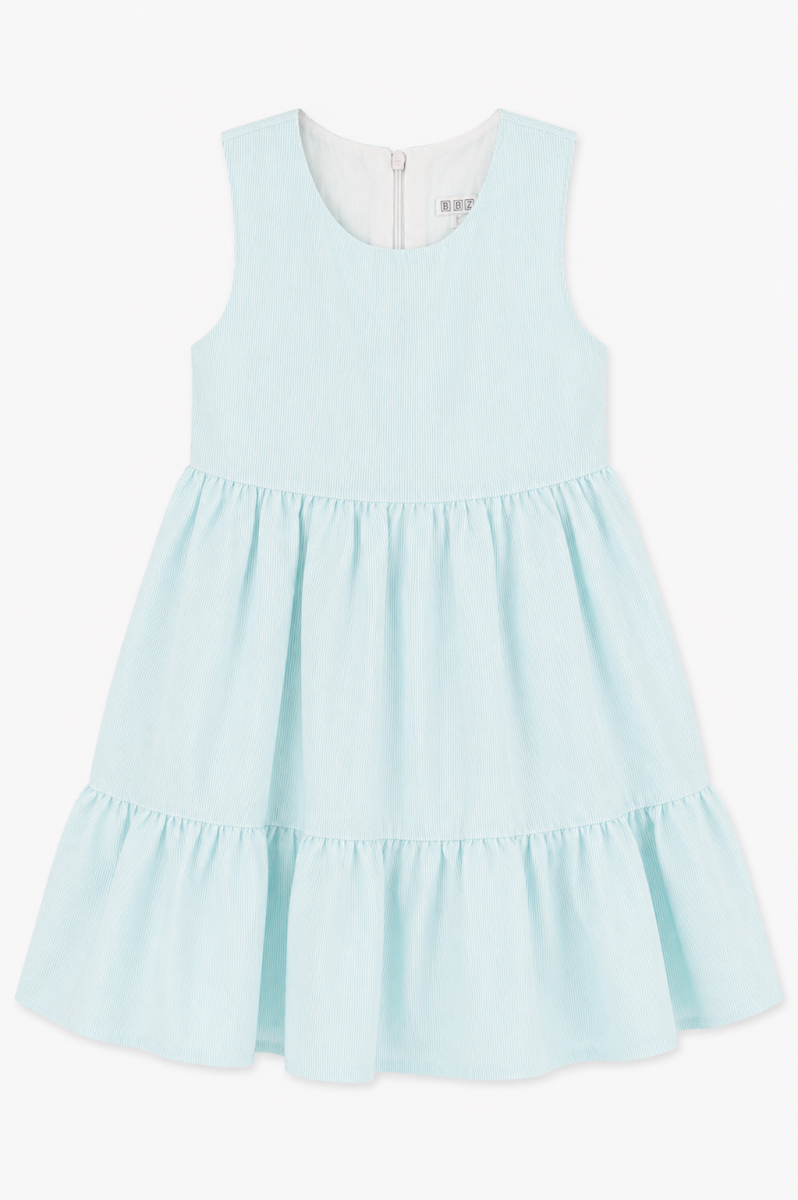 Vestido niña en verde agua de corte evasé – BBZ Creaciones