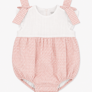 Ranita infantil rosa vichy con lazos en los hombros – BBZ Creaciones