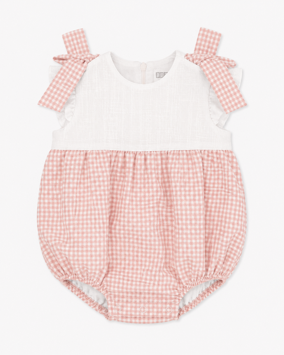 Ranita infantil rosa vichy con lazos en los hombros – BBZ Creaciones