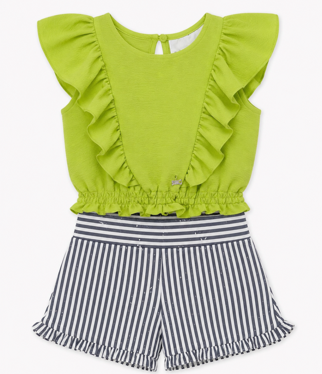 Conjunto para Niña de Top Lima y Short de Rayas – Vera - Imagen 2