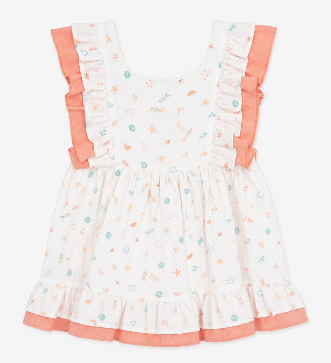 Vestido Infantil Marítimo con Volantes en Tono Coral para Niña – BBZ Creaciones - Imagen 3