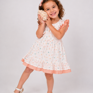 Vestido Infantil Marítimo con Volantes en Tono Coral para Niña – BBZ Creaciones