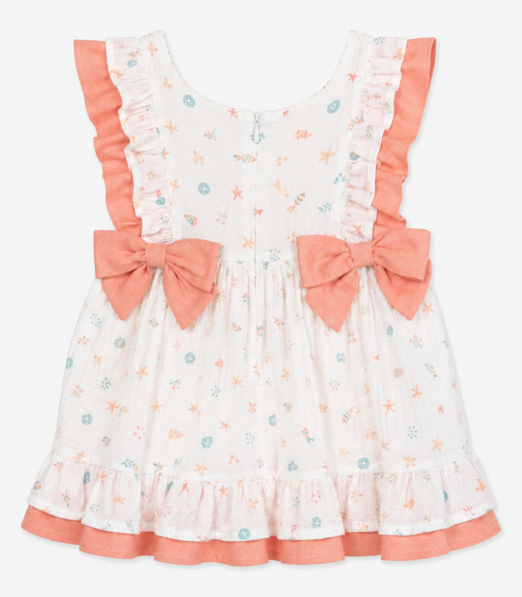 Vestido Infantil Marítimo con Volantes en Tono Coral para Niña – BBZ Creaciones - Imagen 4