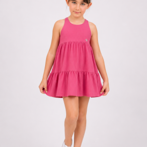 Vestido Playero Fucsia con Volante Inferior para Niña – Vera