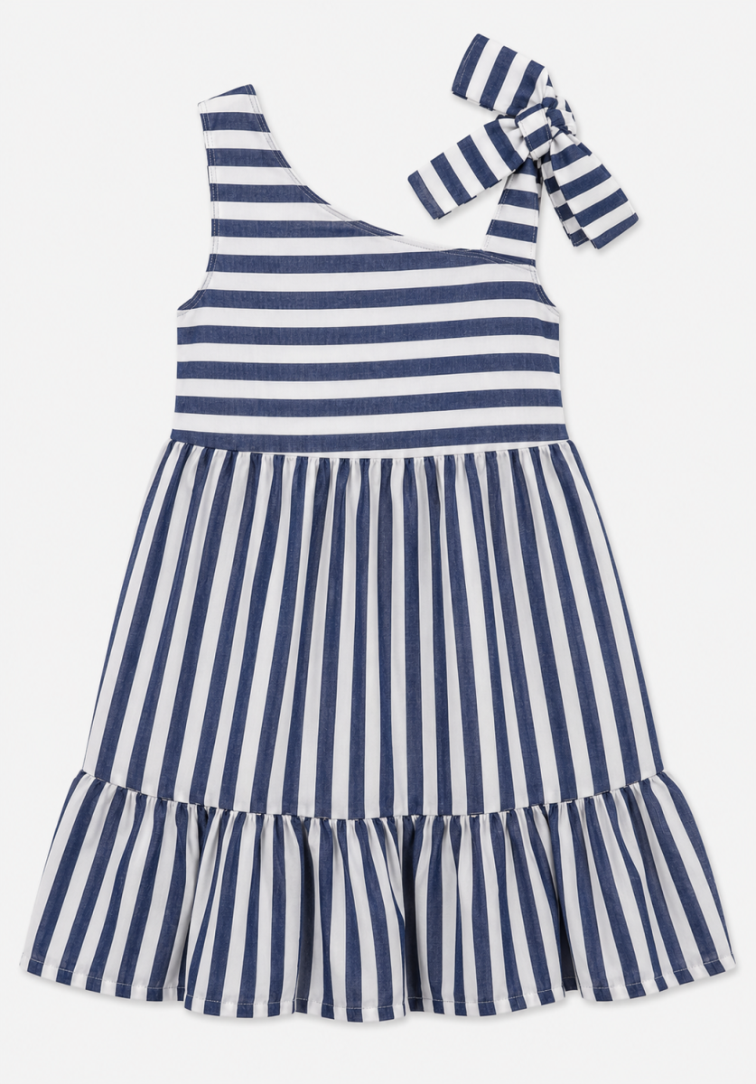 Vestido para Niña Marinero a Rayas con Lazo en Tirante – BBZ Creaciones - Imagen 2