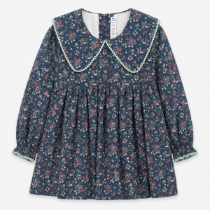 Vestido Infantil de Flores con Cuello Babo y Puntilla – Paloma de la O
