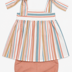 Conjunto de Blusa a Rayas con Lazos y Ranita Coral para Niña – Paloma de la O