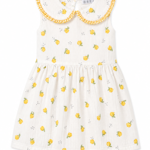 Vestido Infantil para Niña Estampado de Limones con Cuello Babero – BBZ Creaciones