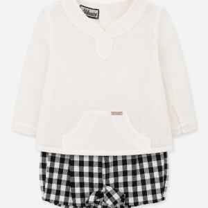 Conjunto para Niño de Camisa Ibicenca Blanca y Ranita Cuadros Vichy – Nekenia