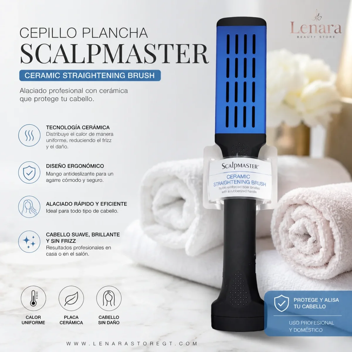 Scalpmaster Cepillo Plancha Alisador Cepillo térmico para alisar, suavizar y controlar el cabello de forma práctica - Imagen 3