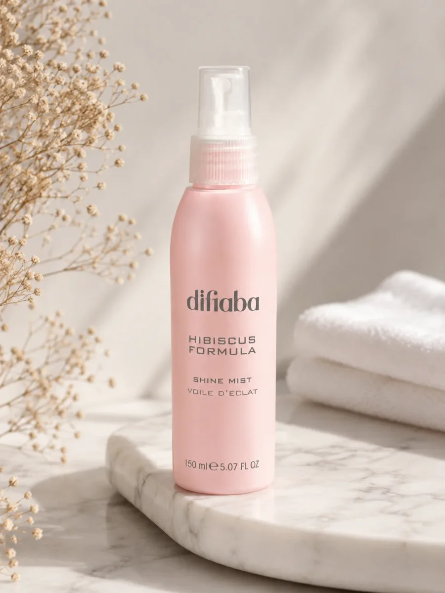 DIFIABA Hibiscus Formula™ Shine Mist Spray de brillo y acabado para cabello teñido, seco o con frizz