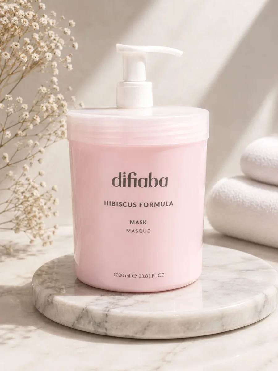 DIFIABA Hibiscus Formula Hydrating Mask – 1000 ml Mascarilla hidratante de hibisco para nutrición, suavidad y brillo