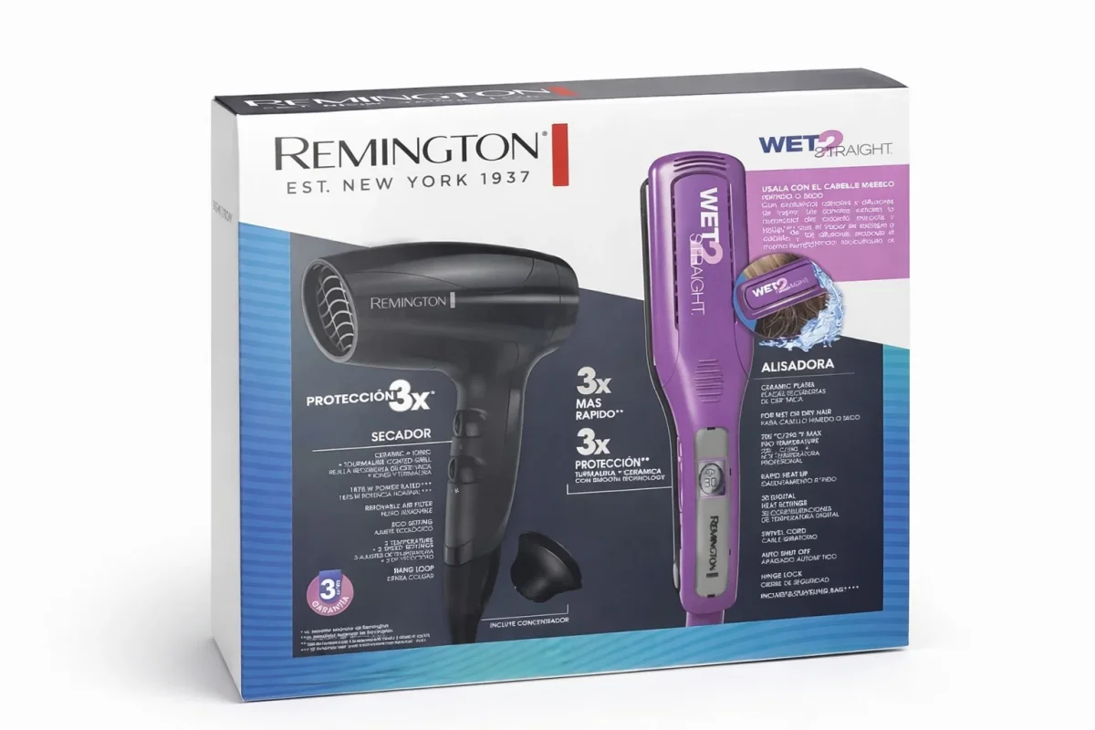 REMINGTON COMBO MORADO WET 2 + D5000 PLANCHA Y SECADORA PARA CABELLO HUMEDO Y SECO - Imagen 2