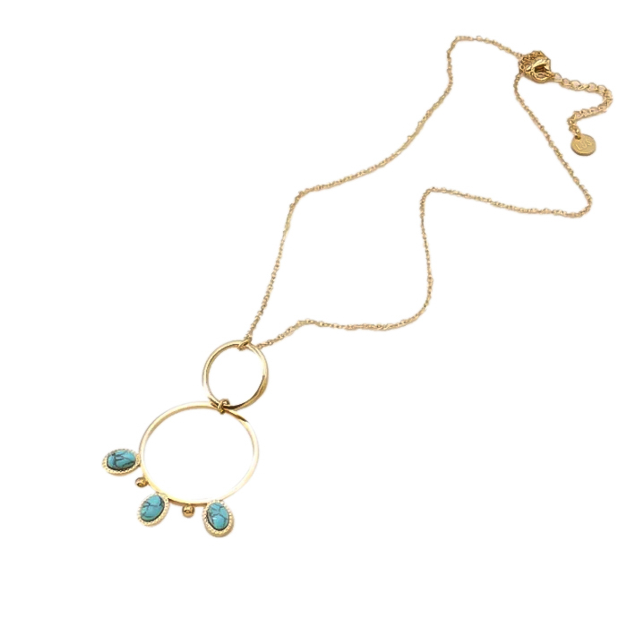 Collar AYLEN Dorado / Turquesa - Imagen 2