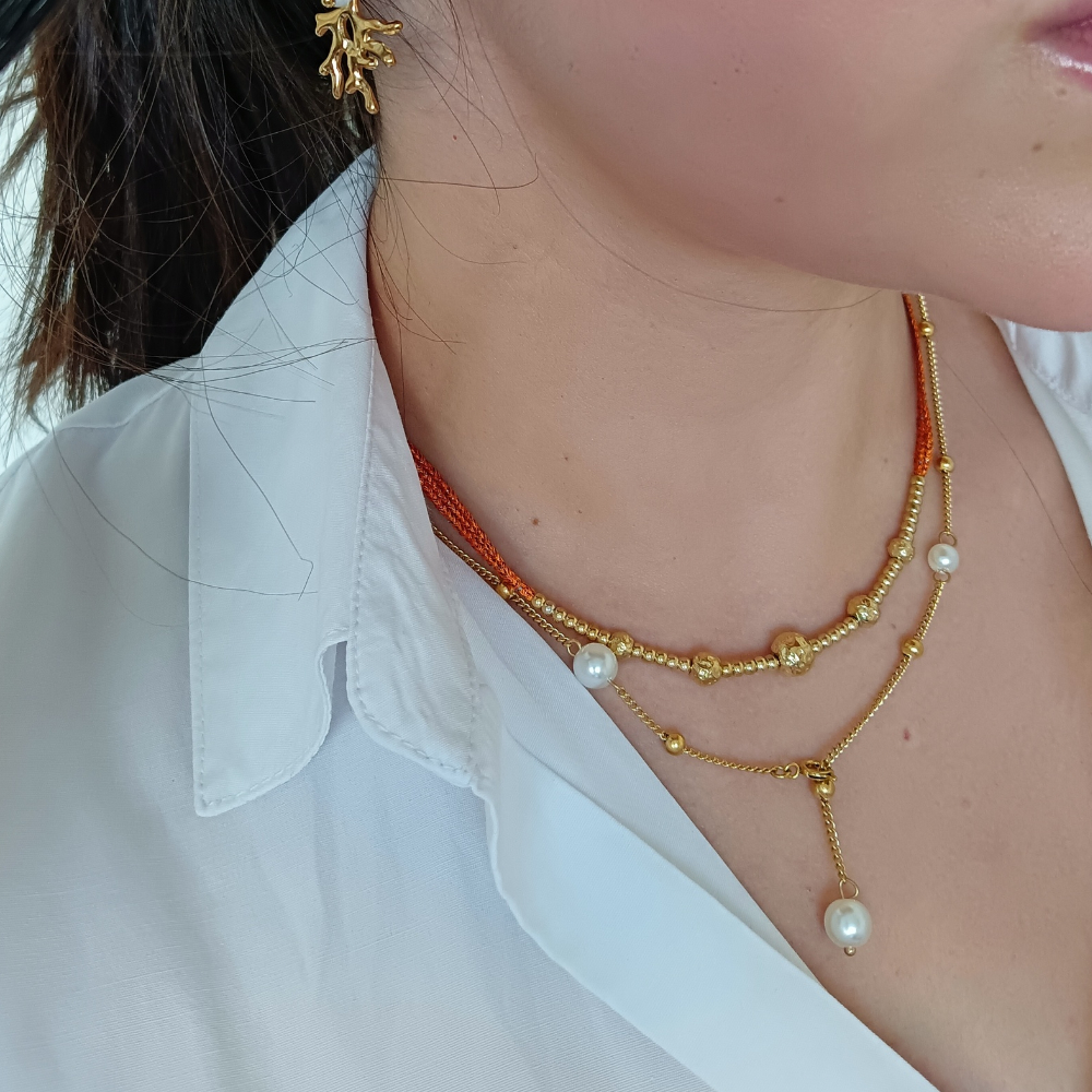 Collar Iris Acero/Naranja - Imagen 4