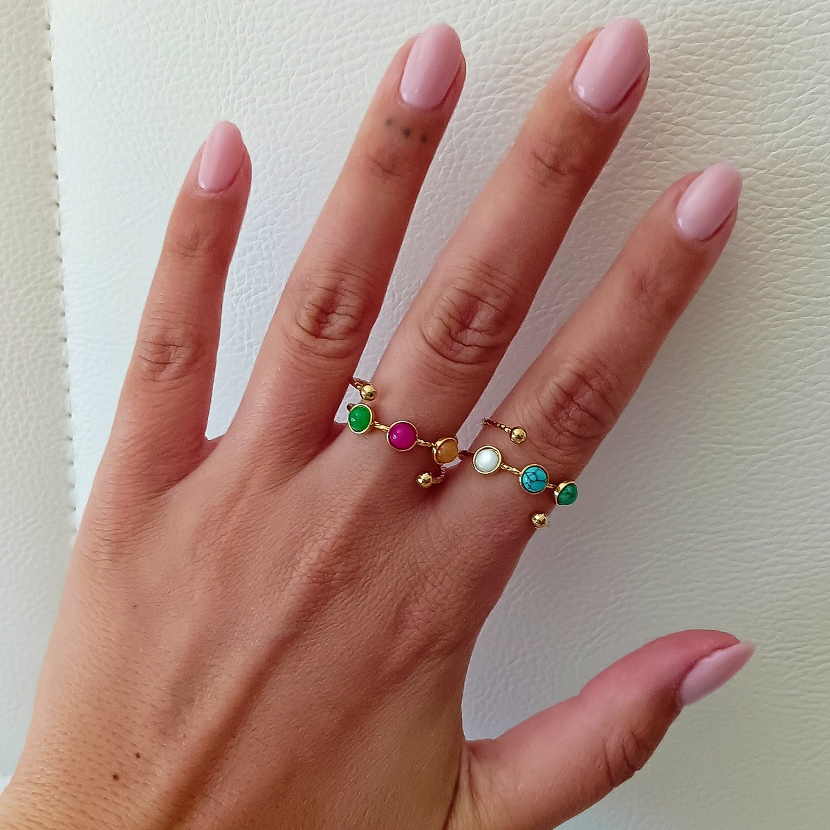 Anillo AYLEN Dorado / Turquesa - Imagen 6