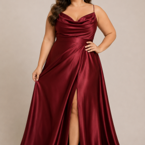 Vestido Seda Escote Cascada Curvy