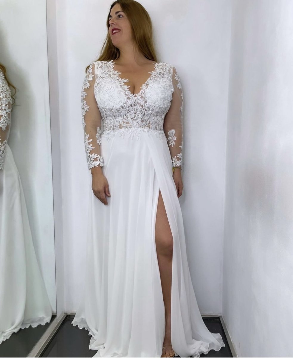 Vestido Dama Mangas Abertura Novia Curvy - Imagen 5