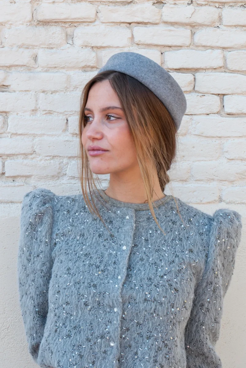 Tocado Casquete Jackie mini gris - Imagen 2