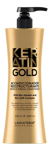 Keratin Gold Shampoo & Acondicionador Reestructurante 1000 ml (1 Litro) With Bio-Keratin & Bio-Ester Silk Complex - Imagen 3