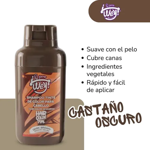 Q PRRO WEY Hair Color Dual Shampoo Tinte Express – Castaño Oscuro 500 ml - Imagen 3