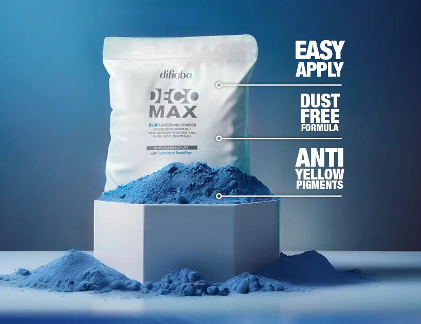 DIFIABA Deco Max Blue Lightening Powder – 800 g Polvo decolorante azul profesional para una aclaración intensa y uniforme - Imagen 5