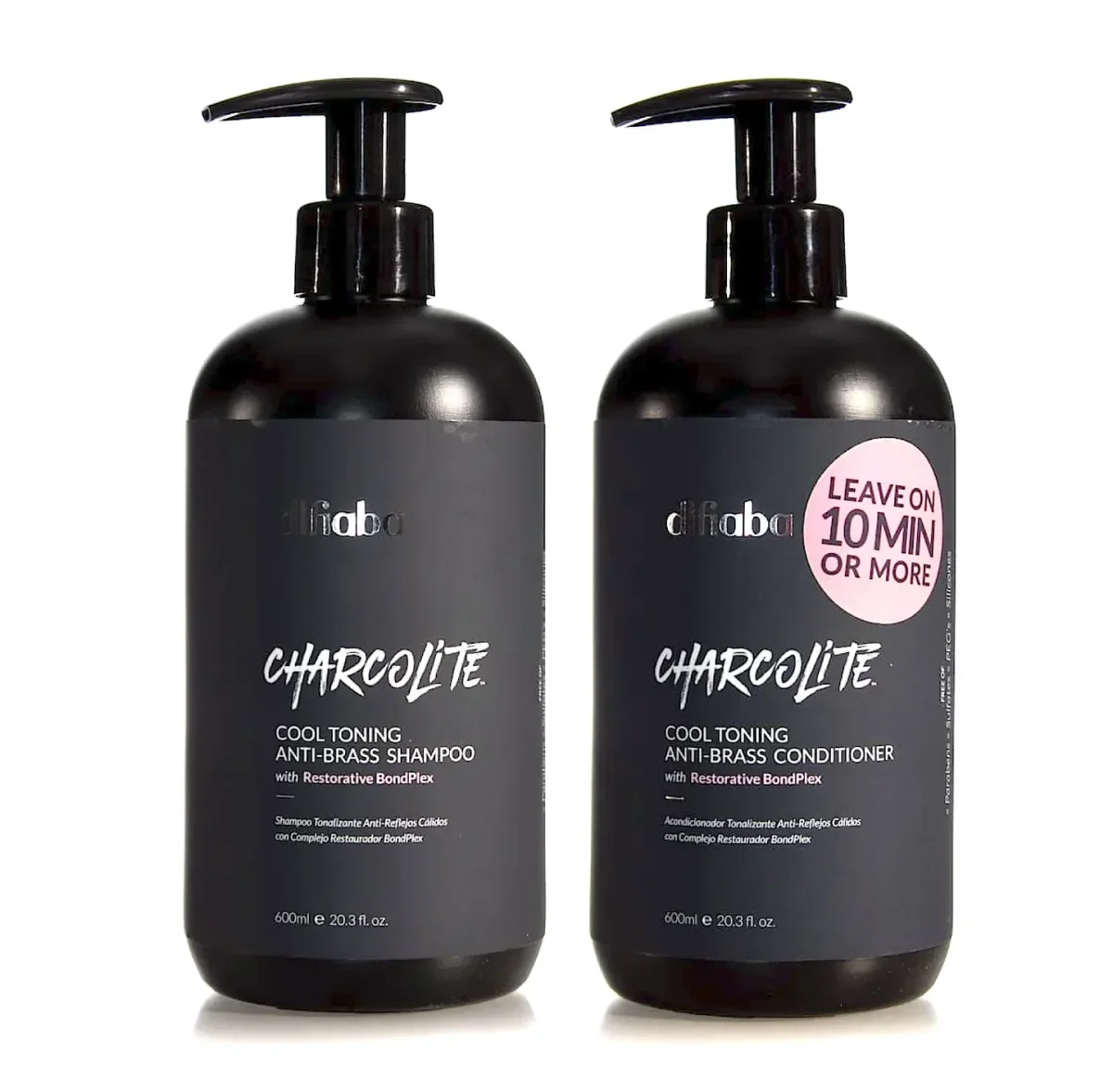 DIFIABA Charcolite Cool Toning Anti-Brass Shampoo with Restorative BondPlex – 600 ml Shampoo matizador antiamarillos y anticobrizos para rubios con tecnología reparadora BondPlex - Imagen 3