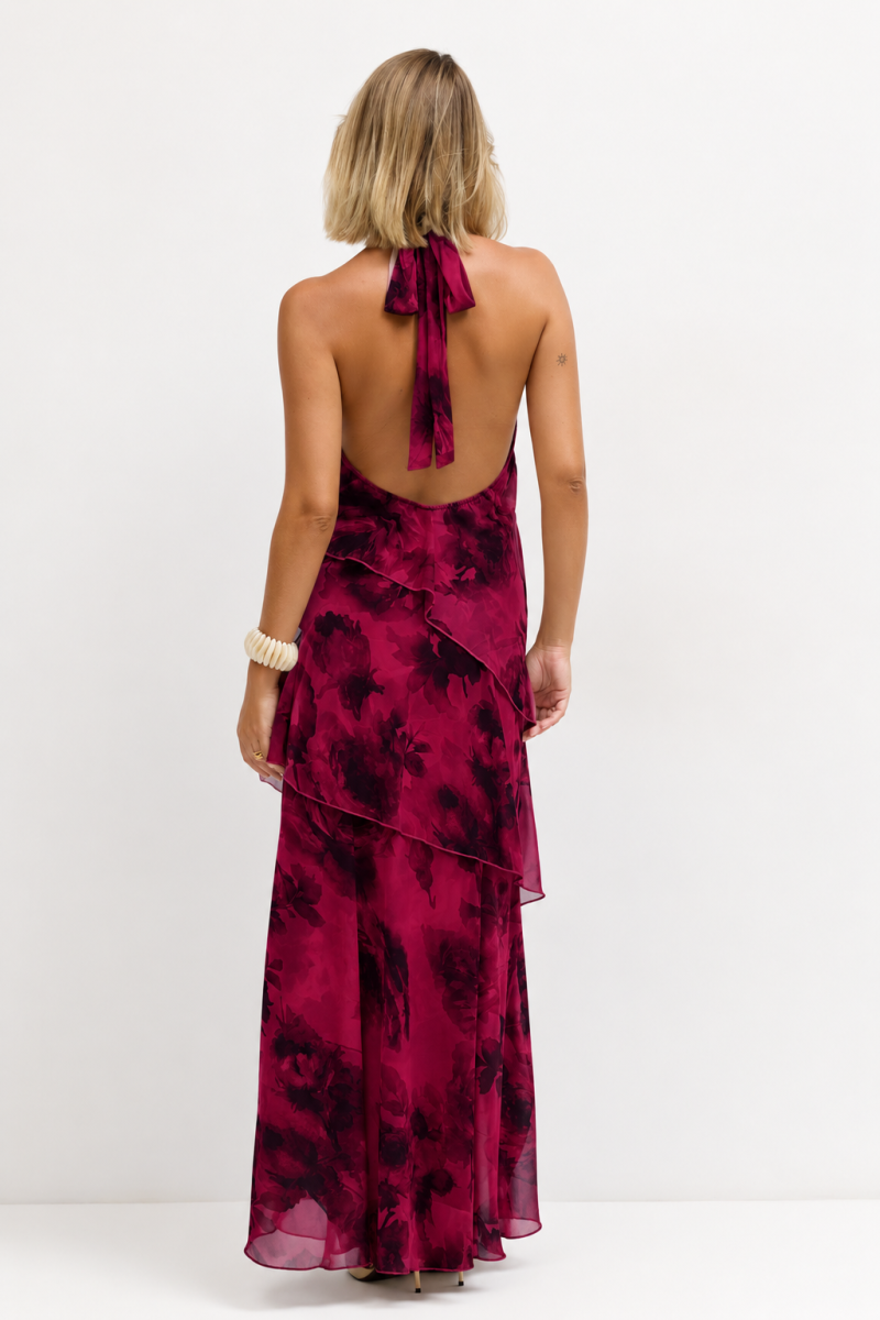 Vestido Halter Gasa Estampado - Imagen 3