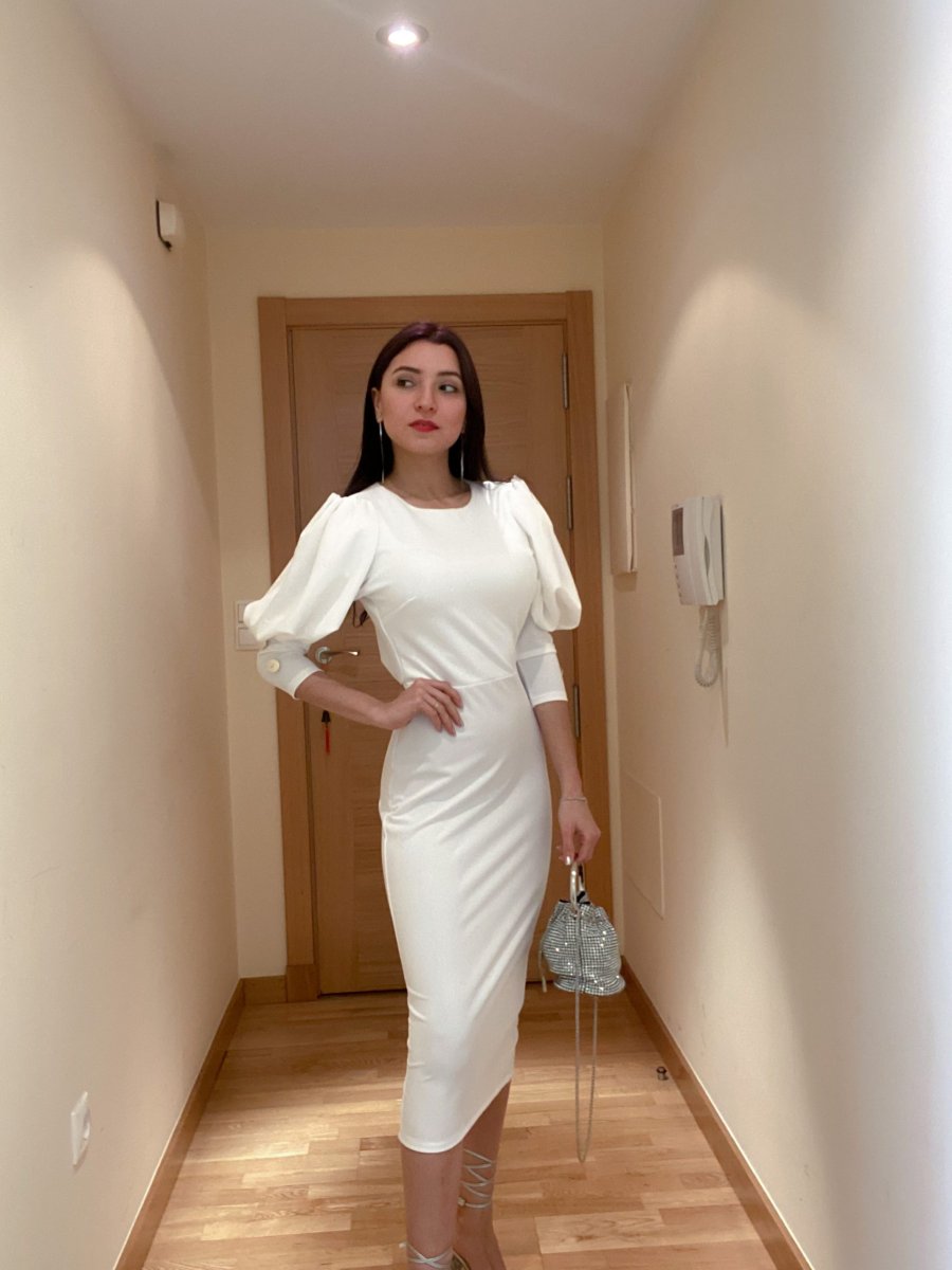 Vestido Midi Botones Novia - Imagen 6