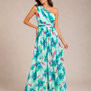Vestido Asimétrico Gasa Floral