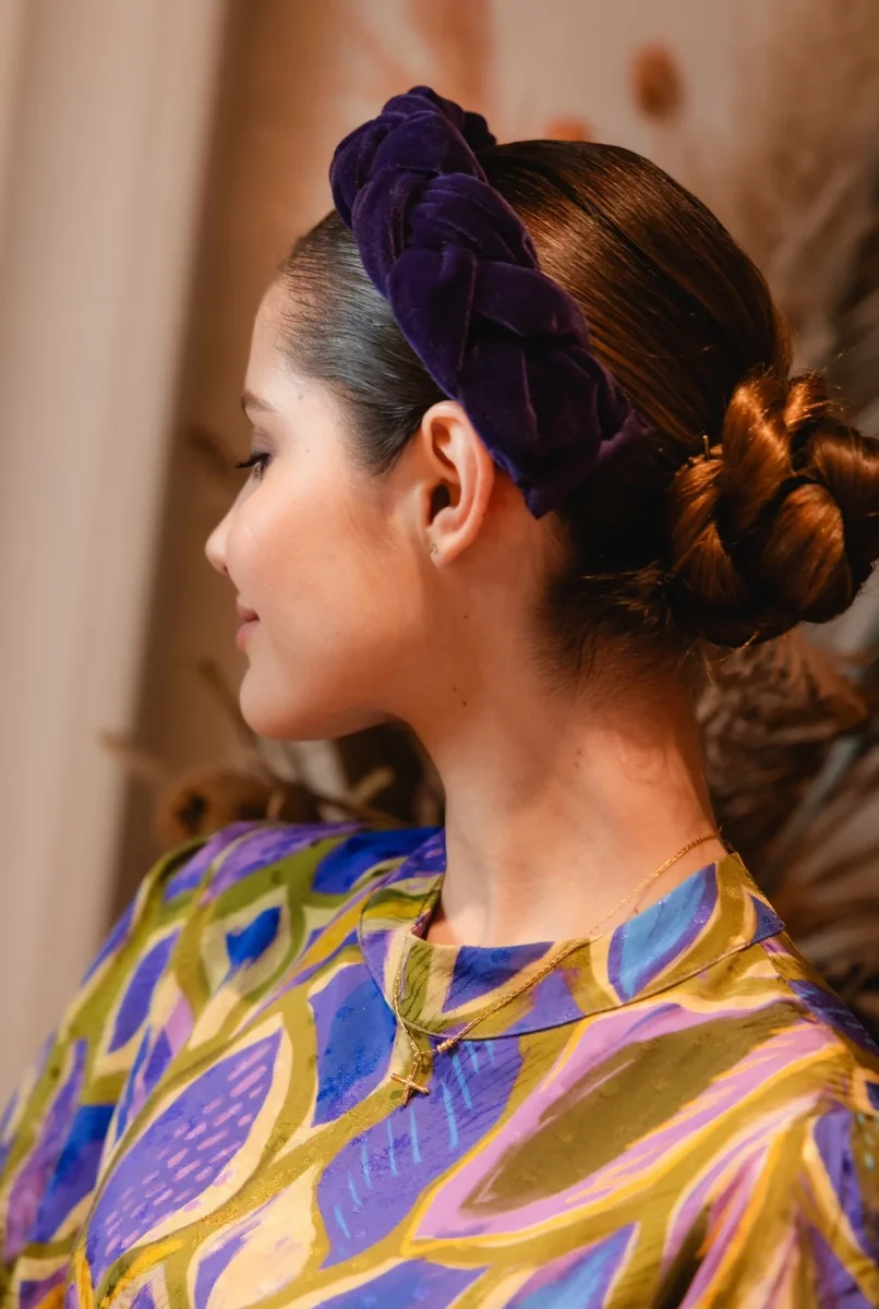 Diadema Infanta terciopelo morada - Imagen 3