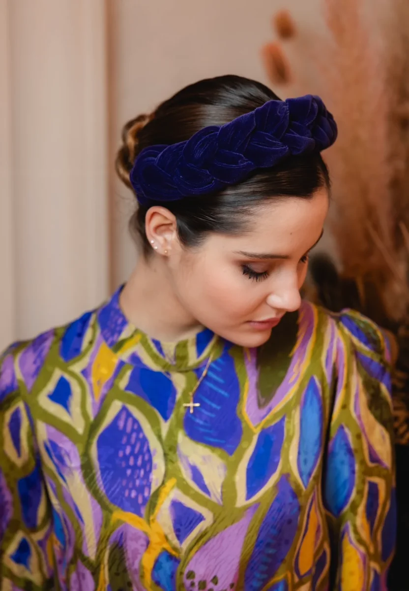 Diadema Infanta terciopelo morada - Imagen 2