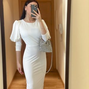 Vestido Midi Botones Novia