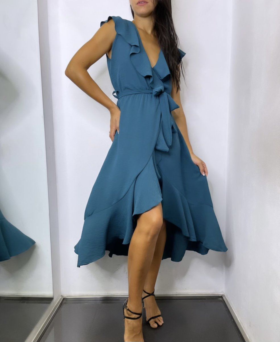 Vestido Volantes Abertura - Imagen 8