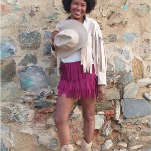 Falda mujer antelina flecos