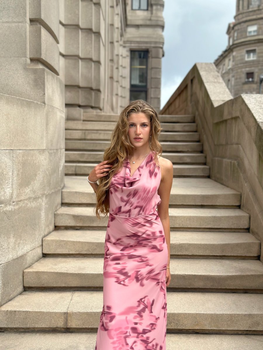 Vestido Estampado Escote Cascada - Imagen 4