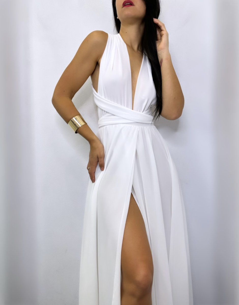 Vestido Multiposición Gasa Abertura Novia - Imagen 3