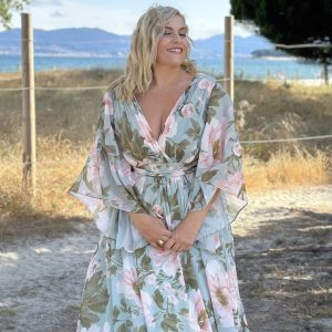 Vestido Gasa Mangas Estampado Curvy
