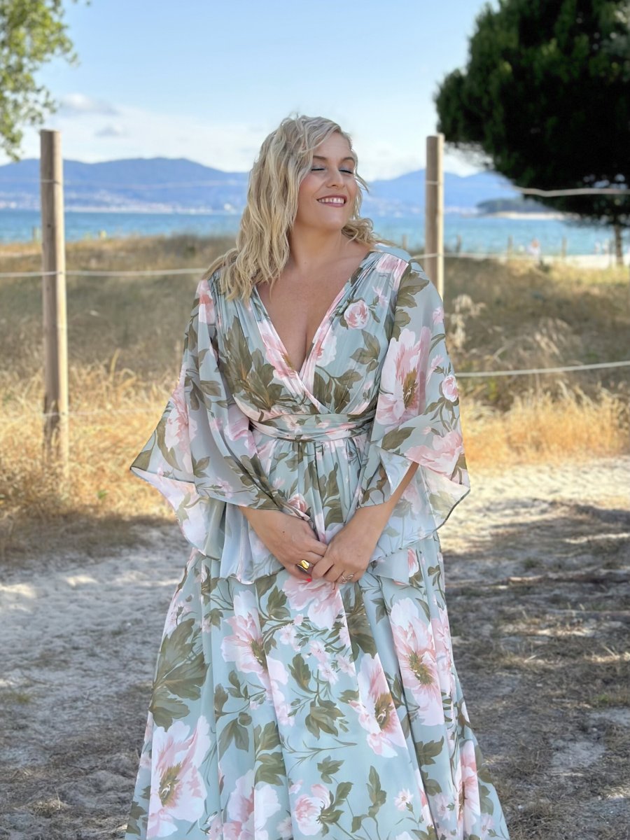 Vestido Gasa Mangas Estampado Curvy - Imagen 2