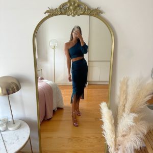 Vestido Asimétrico Flecos Abertura