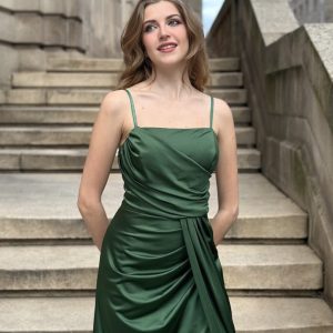 Vestido Seda Lazada Tirantes Escote Recto