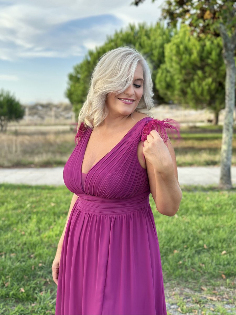 Vestido Curvy Plumas Hombros - Imagen 2