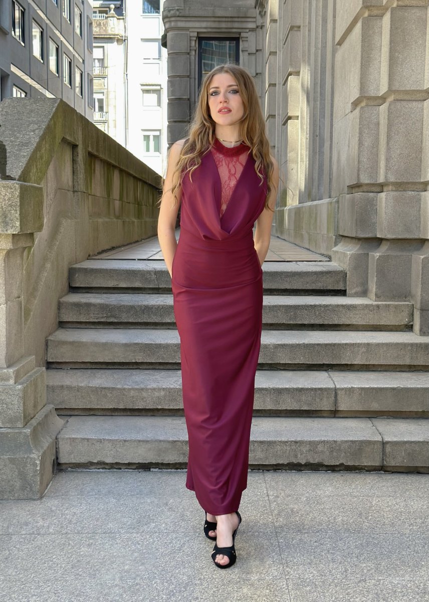 Vestido Seda Encaje Pecho - Imagen 4