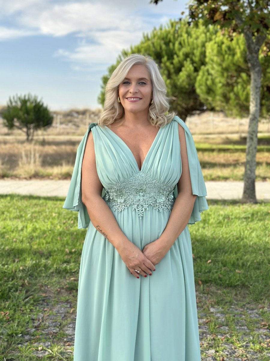 Vestido Capa Cintura Flores Curvy - Imagen 2