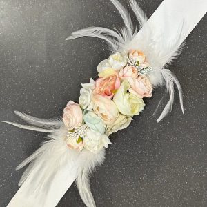 Cinturón Floral Plumas Blanco