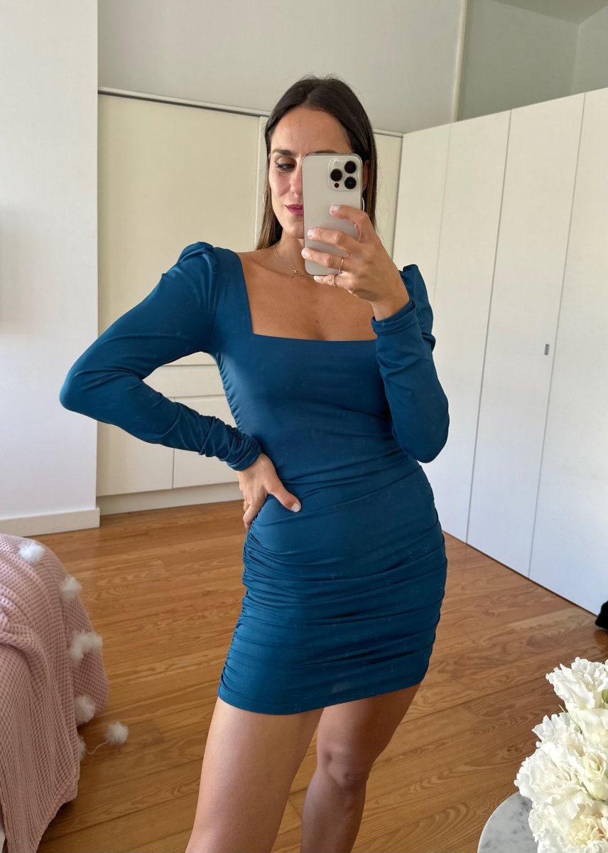 Vestido Drapeado Mangas Corto - Imagen 4
