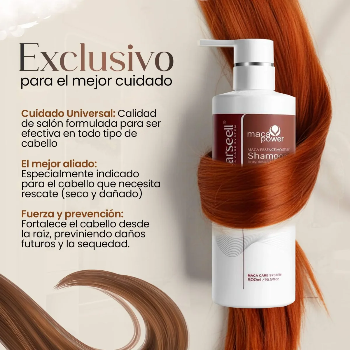 Karseell Moisture Shampoo – 500 ml Shampoo hidratante para cabello seco, opaco y con frizz - Imagen 3